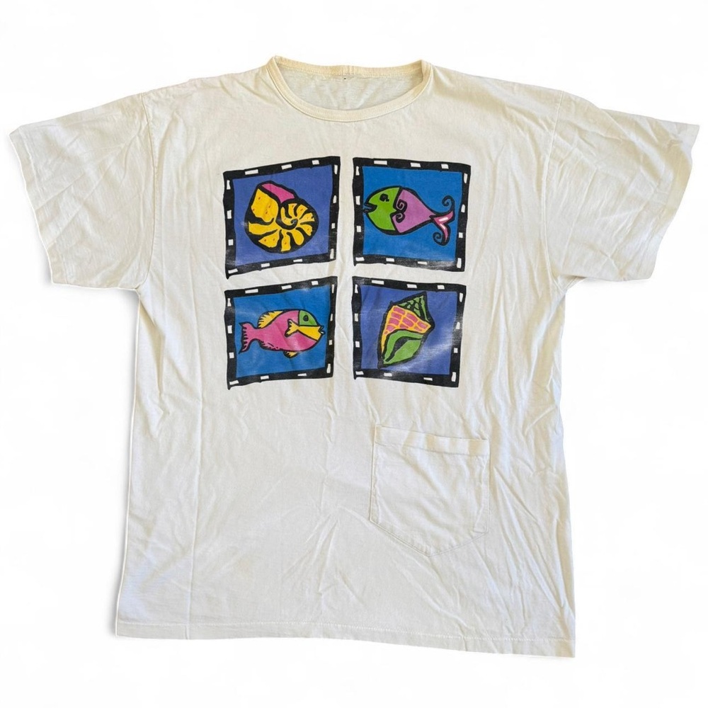 Vintage Fish and Seashells T-Shirt Dress - Picture 1 of 8
